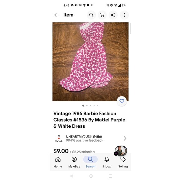 Vintage 1988 Barbie Feeling Pretty Fashions Pink Leaf Print Dress Mattel #1526 - Picture 7 of 9